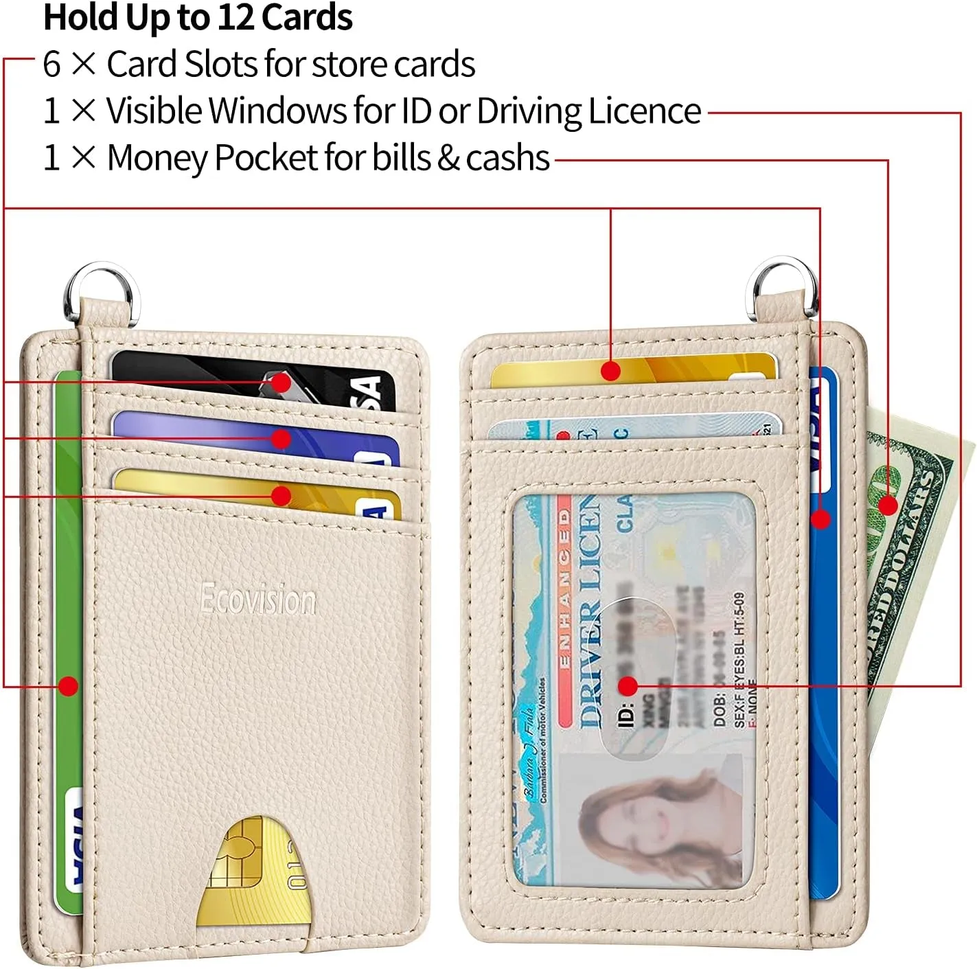 RFID Blocking Front Pocket Wallet Credit Card Holder - Off White