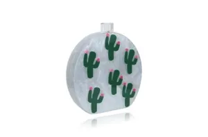 Round Tropical Acrylic Box Clutch