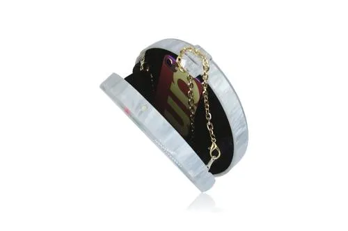 Round Tropical Acrylic Box Clutch