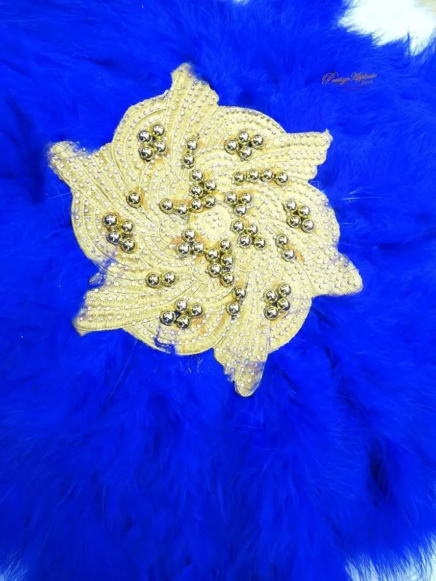 Royal Blue New Design Round Shape New Style Feather Bridal wedding engagement Handfan