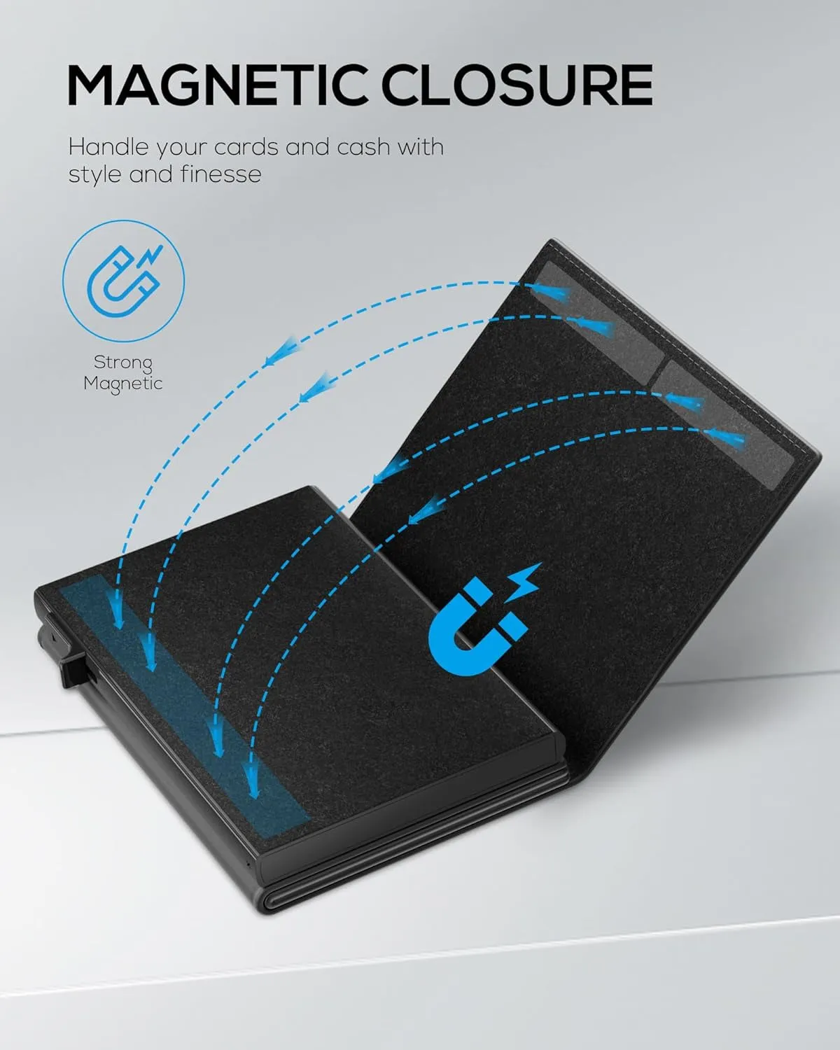 ROYAL KIT Pop Up Wallet for Men, Minimalist Smart Card Holder-Black