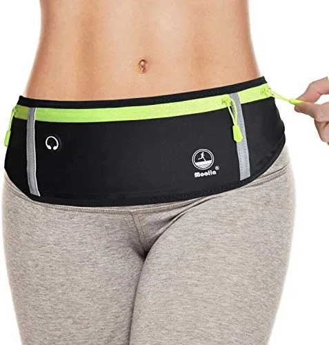 Running Belt, Fanny Pack for Women Men, Water Resistant Waist Pack, Runners Belt for Hiking Fitness Travel - Adjustable Running Pouch Phone Holder Accessories for iPhone Samsung - Black