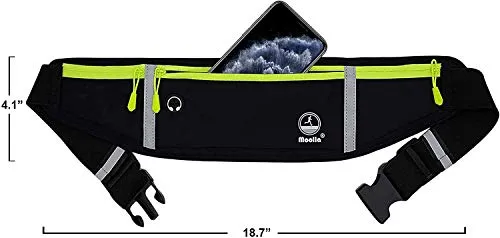 Running Belt, Fanny Pack for Women Men, Water Resistant Waist Pack, Runners Belt for Hiking Fitness Travel - Adjustable Running Pouch Phone Holder Accessories for iPhone Samsung - Black