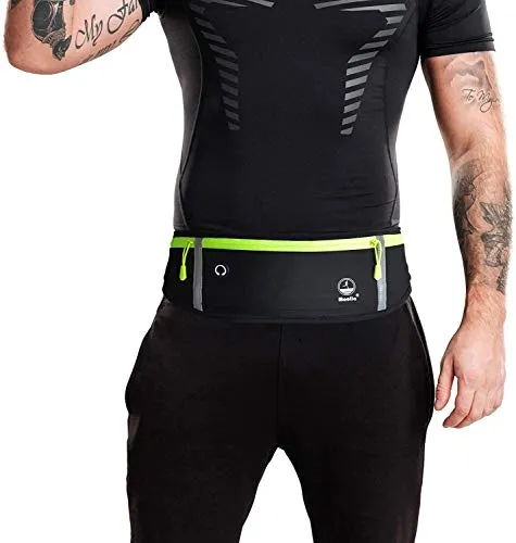 Running Belt, Fanny Pack for Women Men, Water Resistant Waist Pack, Runners Belt for Hiking Fitness Travel - Adjustable Running Pouch Phone Holder Accessories for iPhone Samsung - Black