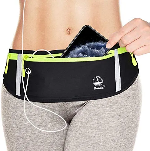 Running Belt, Fanny Pack for Women Men, Water Resistant Waist Pack, Runners Belt for Hiking Fitness Travel - Adjustable Running Pouch Phone Holder Accessories for iPhone Samsung - Black