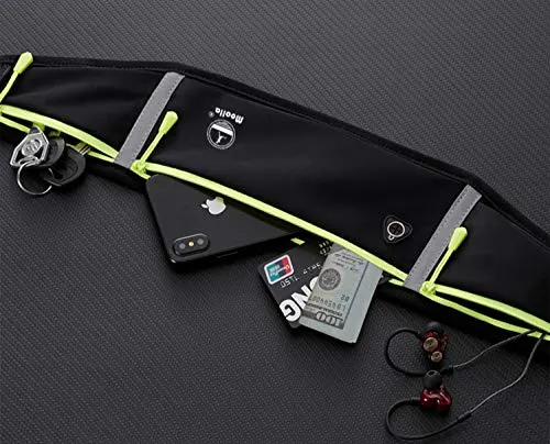 Running Belt, Fanny Pack for Women Men, Water Resistant Waist Pack, Runners Belt for Hiking Fitness Travel - Adjustable Running Pouch Phone Holder Accessories for iPhone Samsung - Black