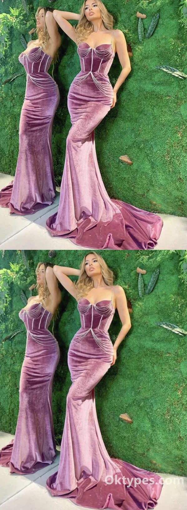Sexy Velvet Sweetheart Sleeveless Evening Dress,Mermaid Evening prom dresses, Forma Women Dress,PDS0323