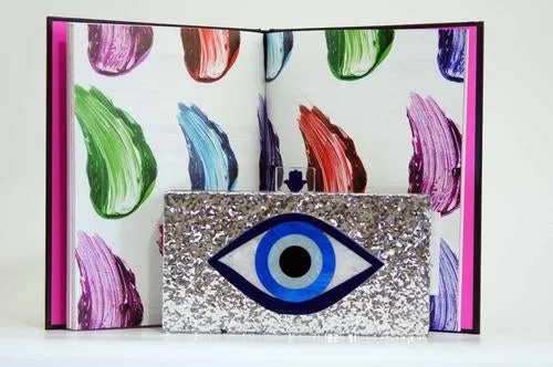 Silver Glitter Evil Eye Clutch