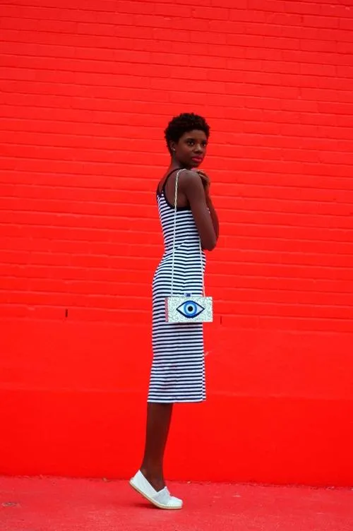 Silver Glitter Evil Eye Clutch
