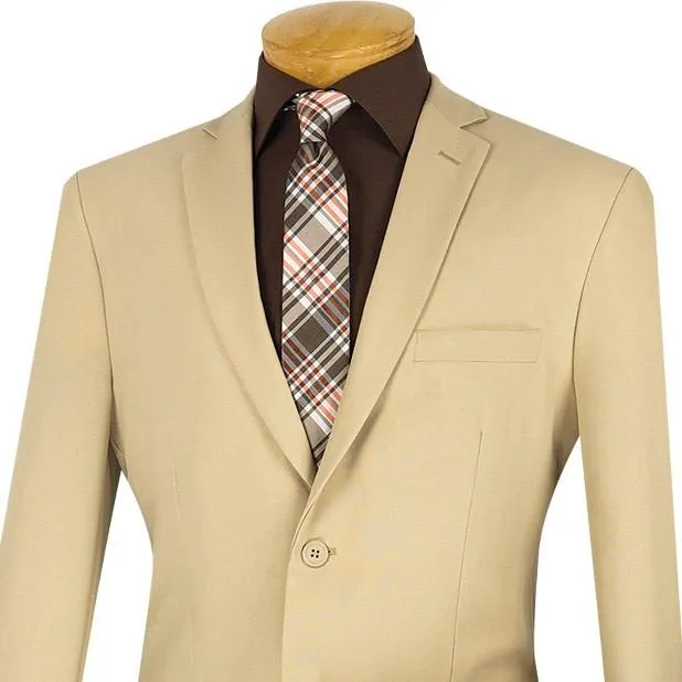 Slim Fit 2 Piece 2 Button Business Suit (Beige) S-2PP
