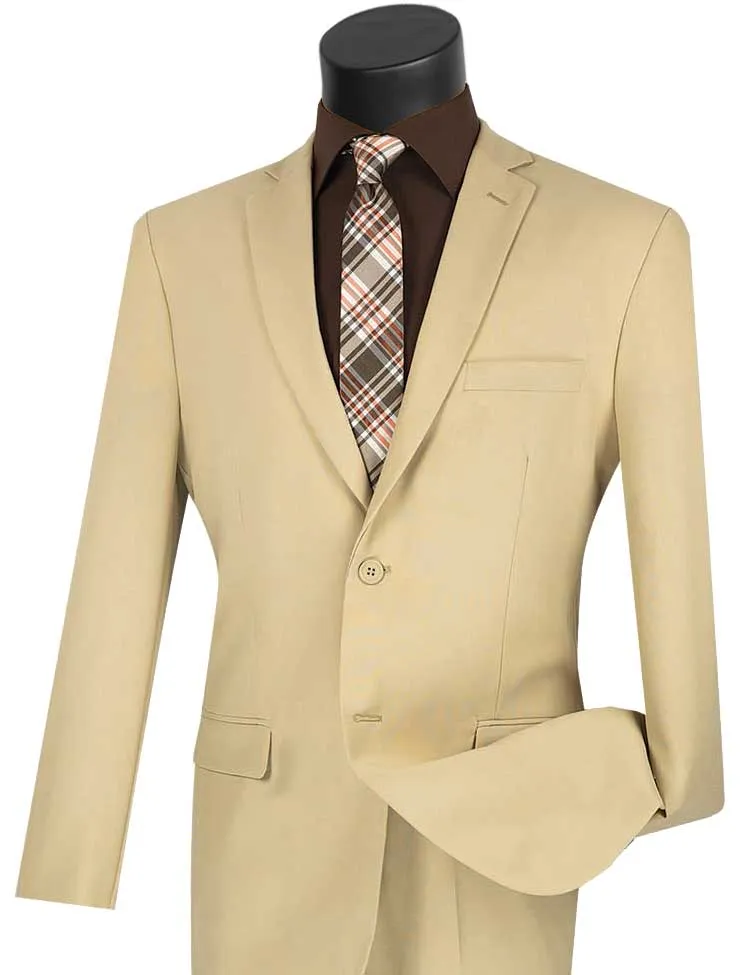 Slim Fit 2 Piece 2 Button Business Suit (Beige) S-2PP