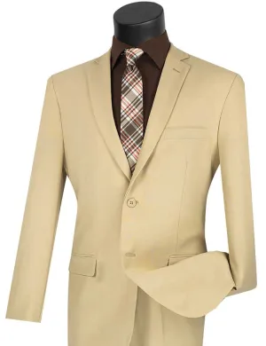 Slim Fit 2 Piece 2 Button Business Suit (Beige) S-2PP