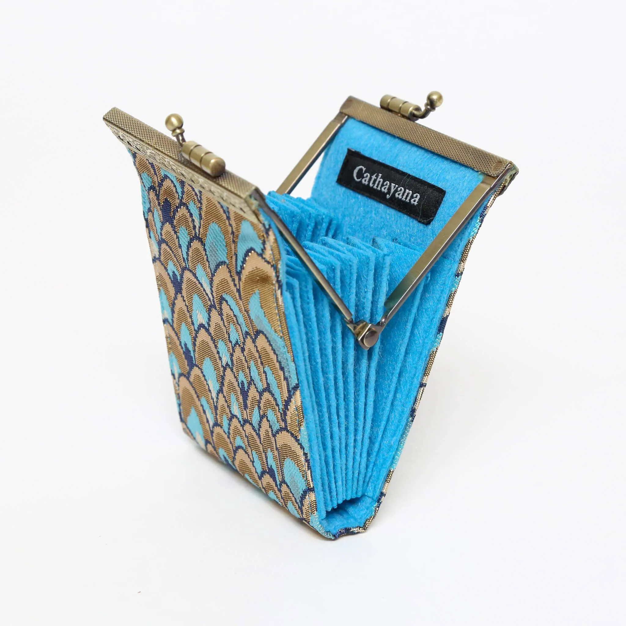 Small Feather Brocade, Card Holders with RFID Protection: Gold & Grown