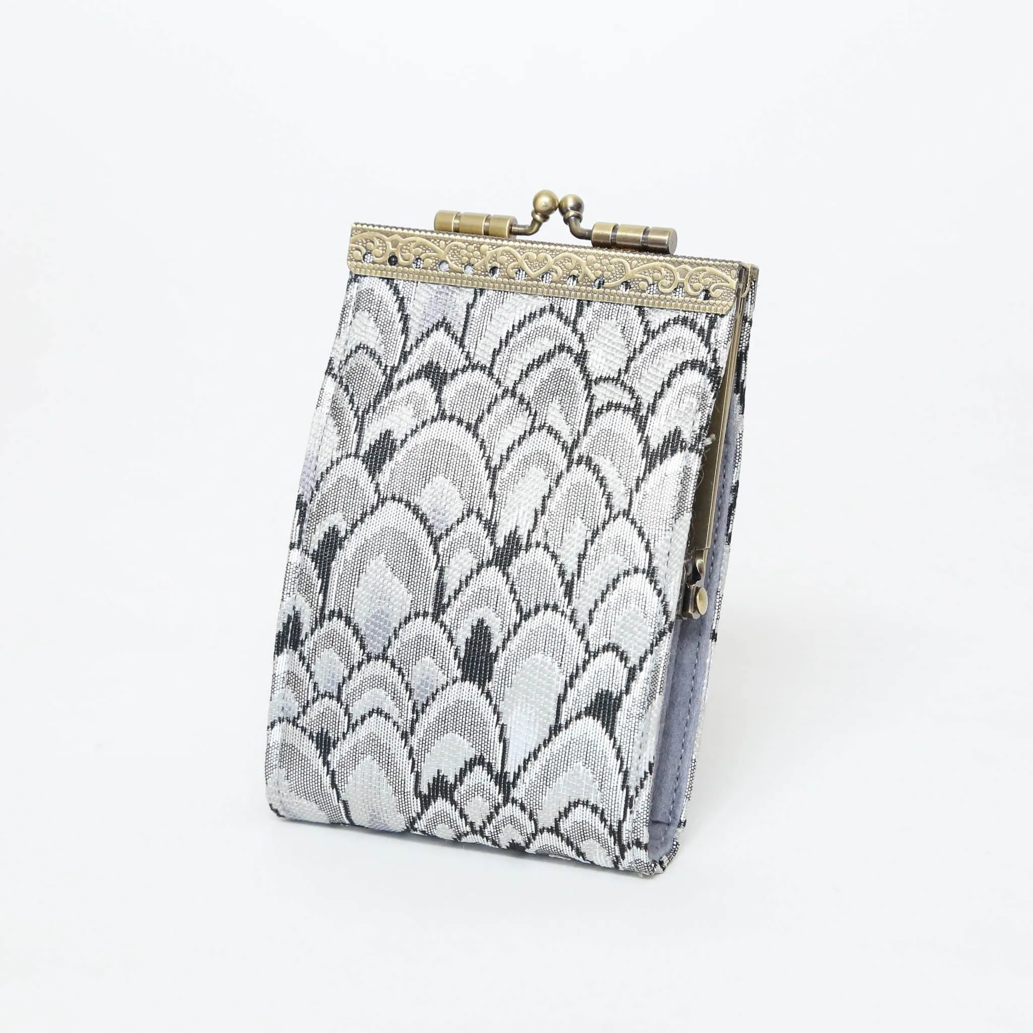 Small Feather Brocade, Card Holders with RFID Protection: Gold & Grown