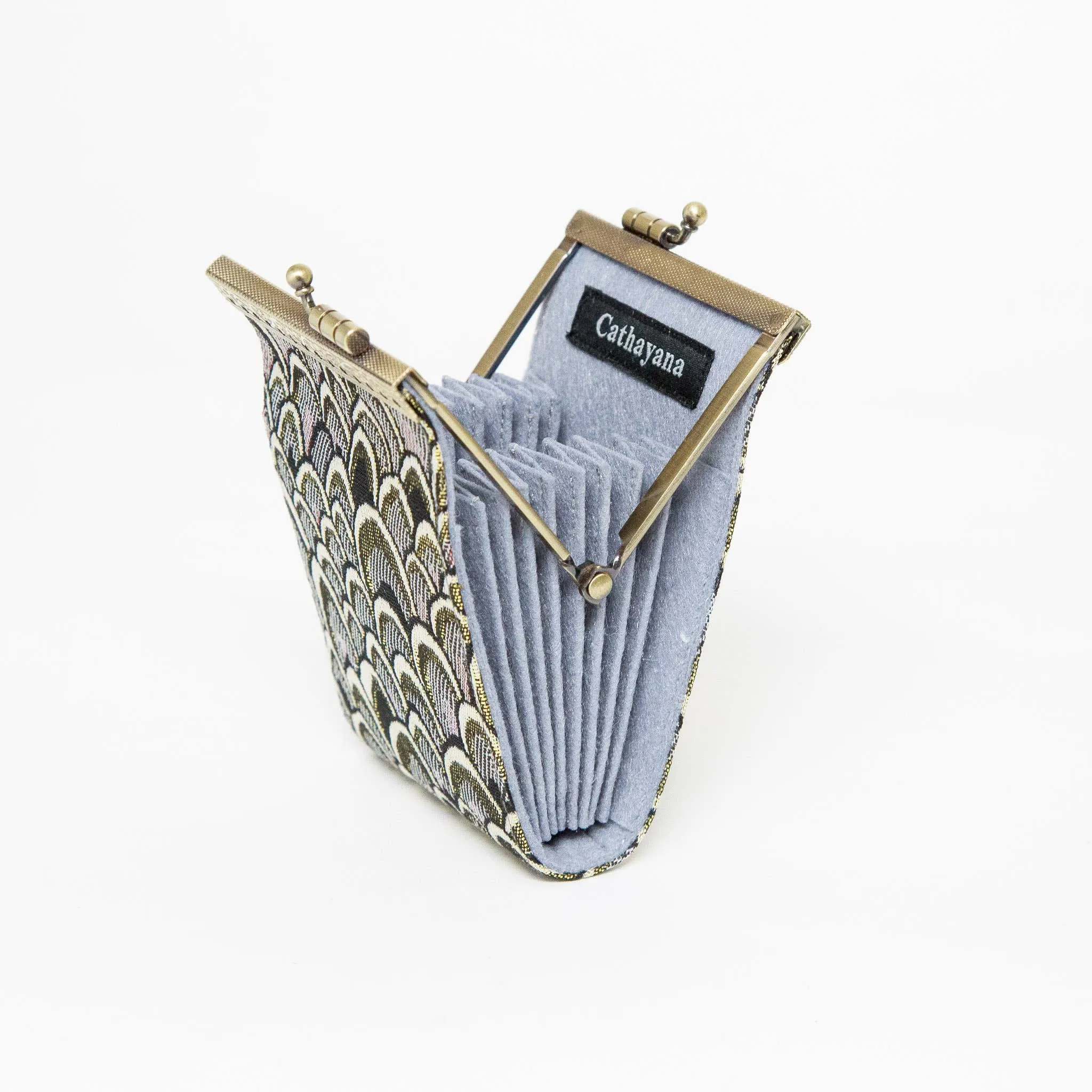 Small Feather Brocade, Card Holders with RFID Protection: Gold & Grown