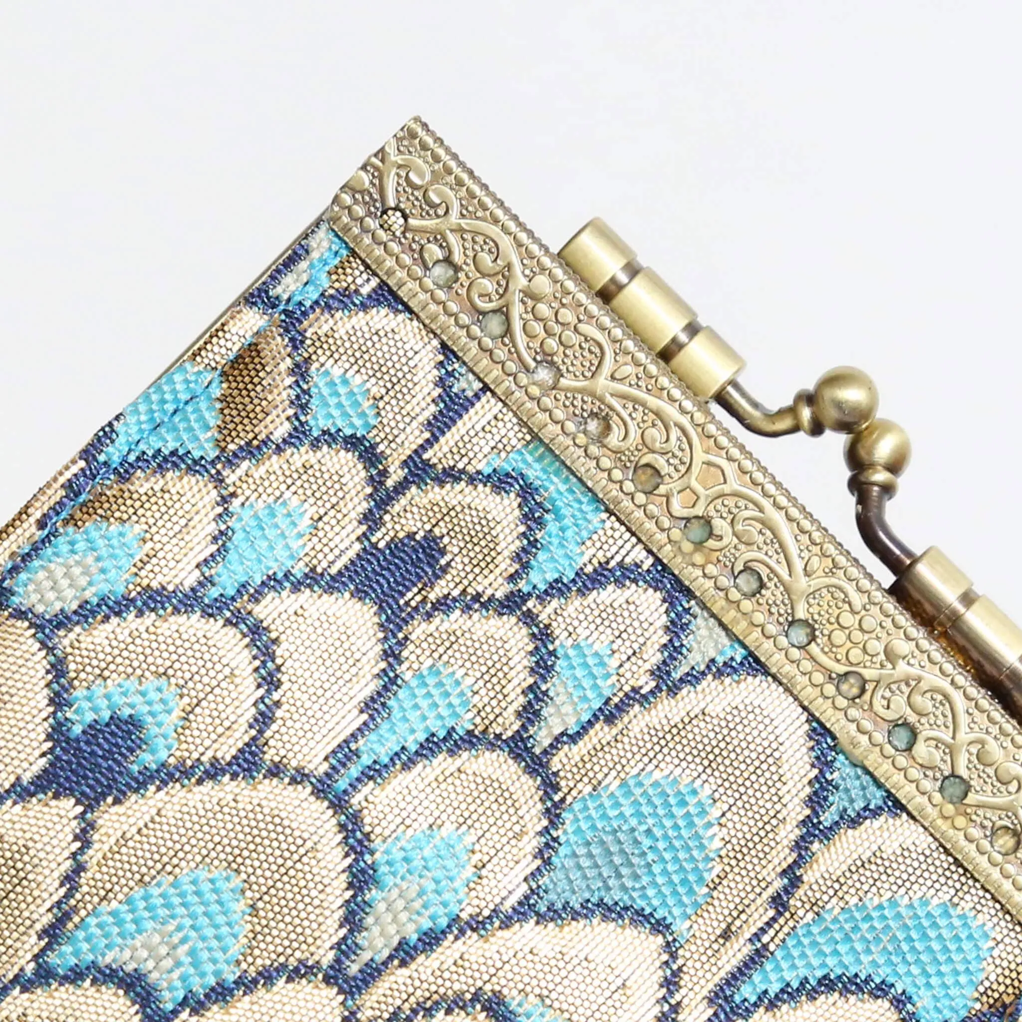 Small Feather Brocade, Card Holders with RFID Protection: Gold & Grown