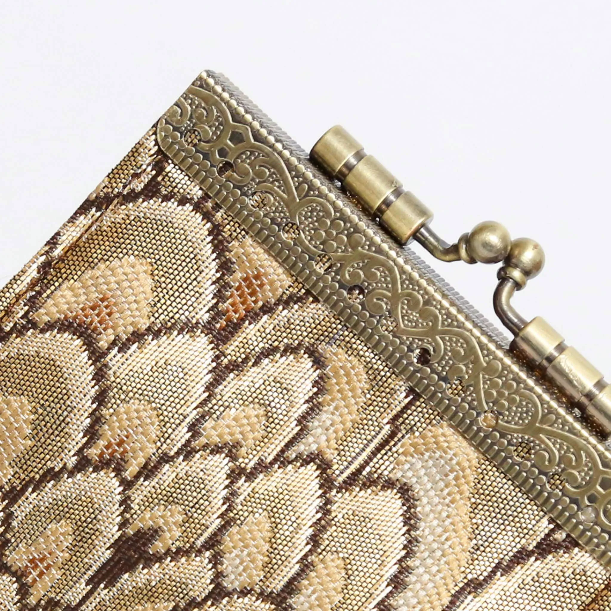 Small Feather Brocade, Card Holders with RFID Protection: Gold & Grown