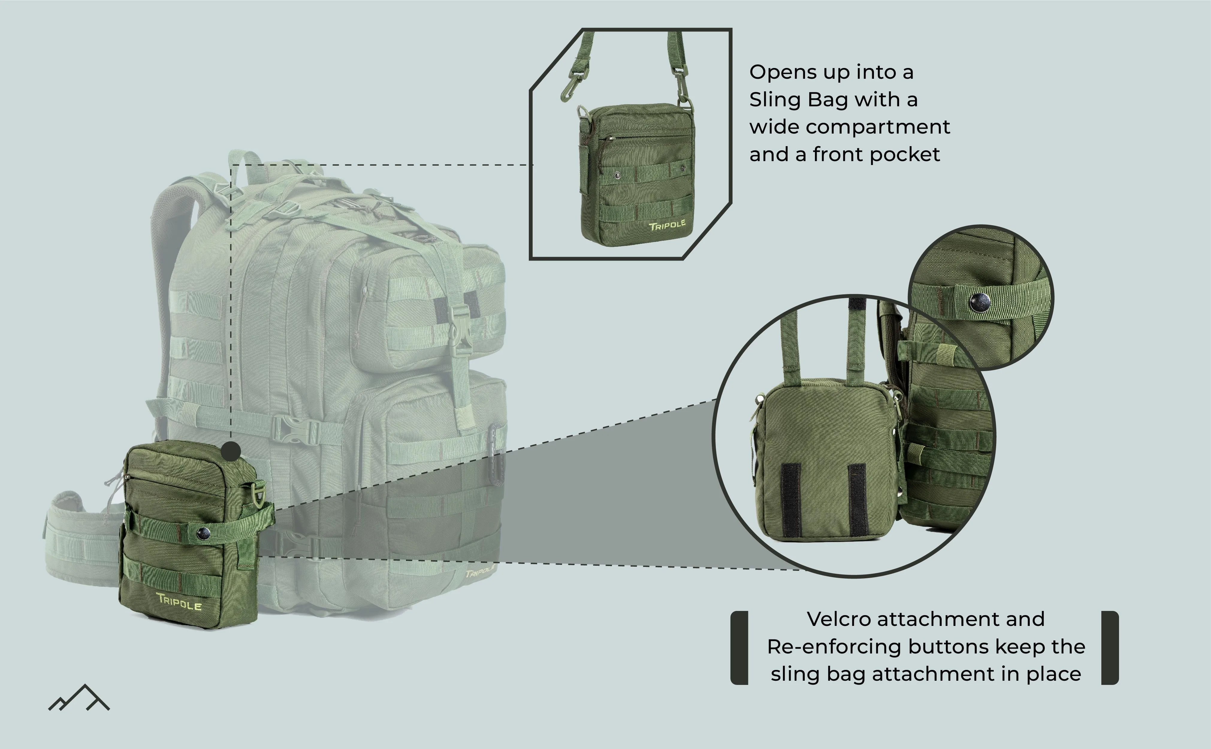 Tripole Alfa 45 Litres Military Tactical Backpack and Rucksack with Detachable Sling Bag | Rain Cover | 3 Year Warranty