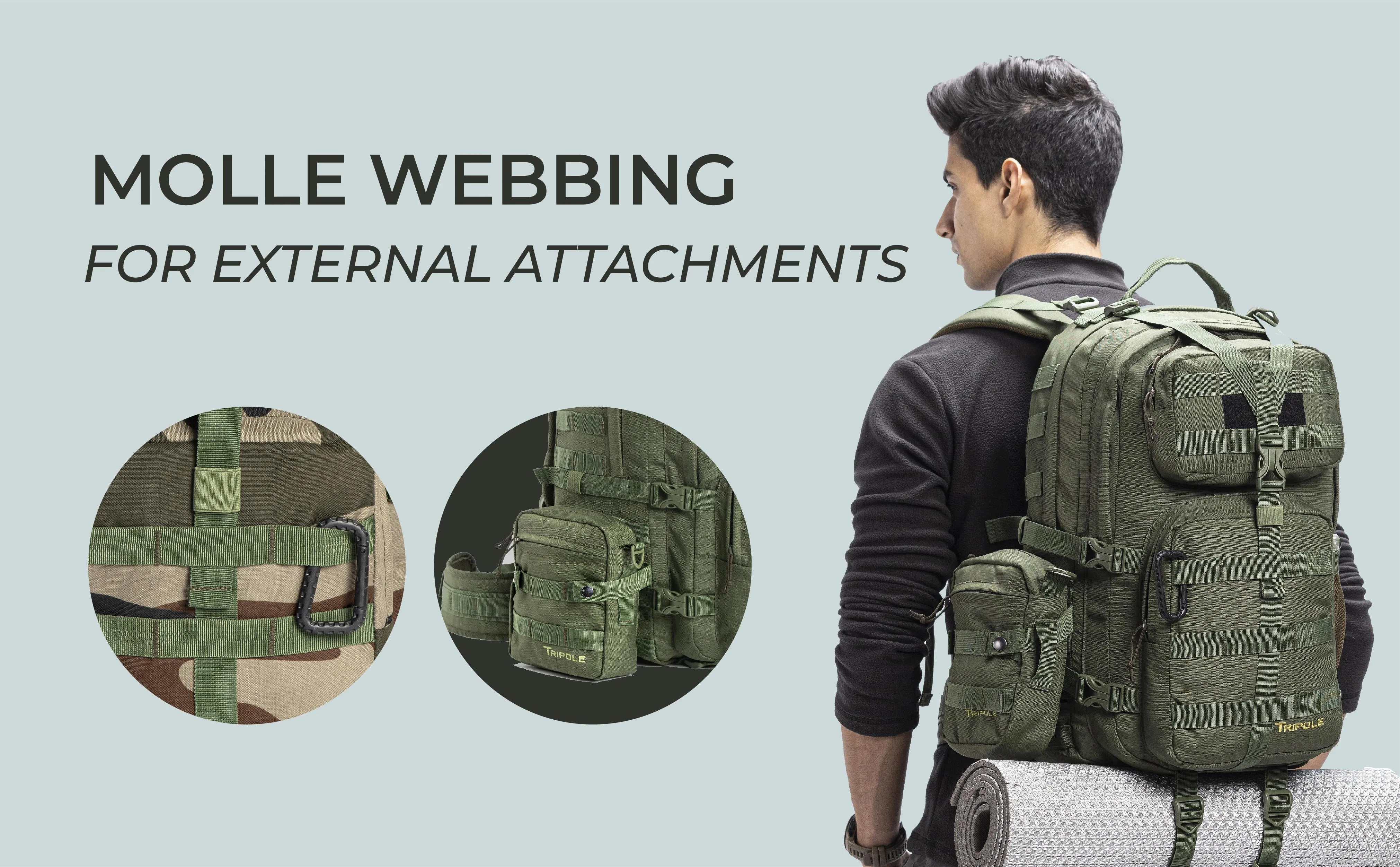 Tripole Alfa 45 Litres Military Tactical Backpack and Rucksack with Detachable Sling Bag | Rain Cover | 3 Year Warranty