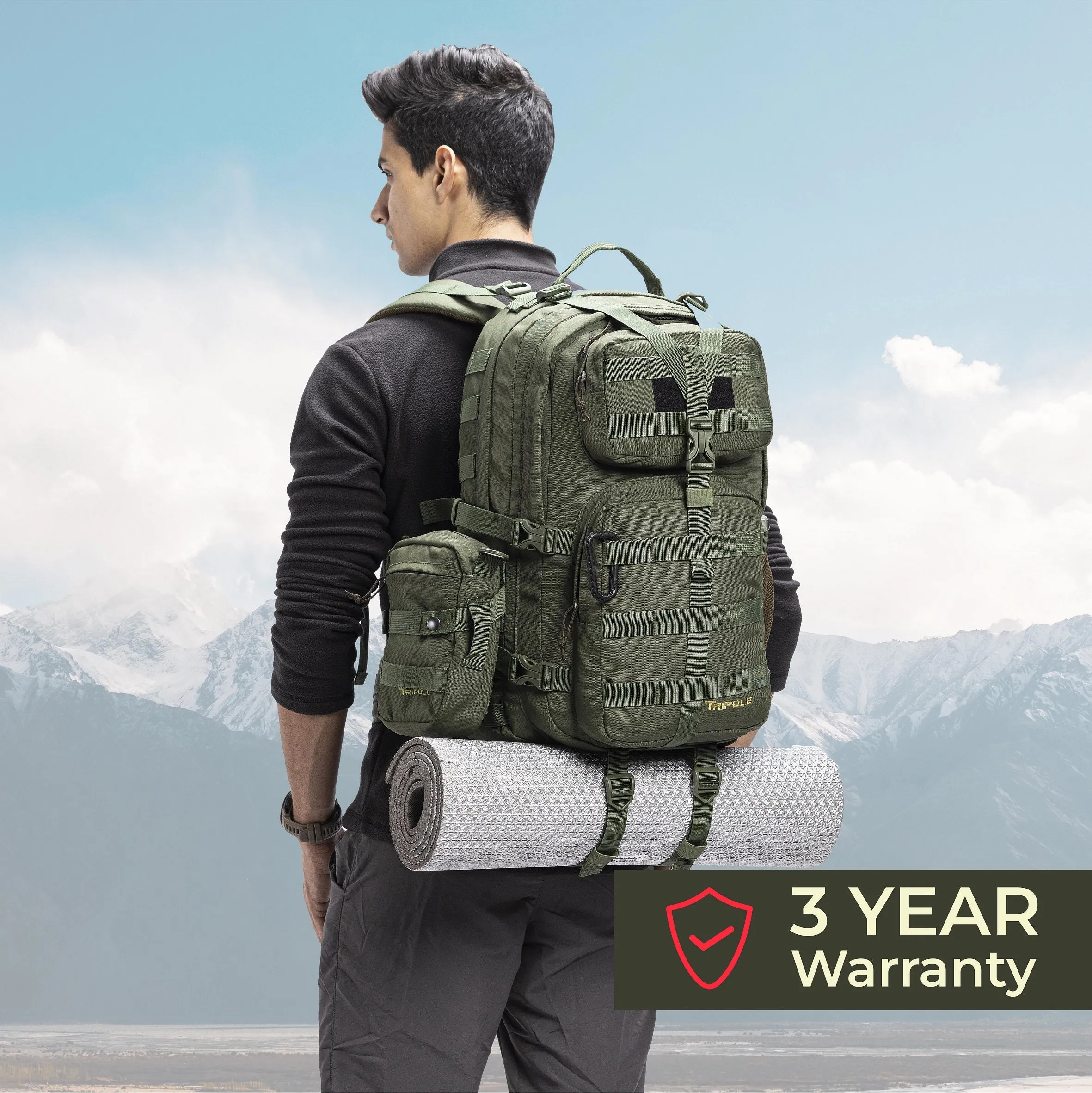 Tripole Alfa 45 Litres Military Tactical Backpack and Rucksack with Detachable Sling Bag | Rain Cover | 3 Year Warranty
