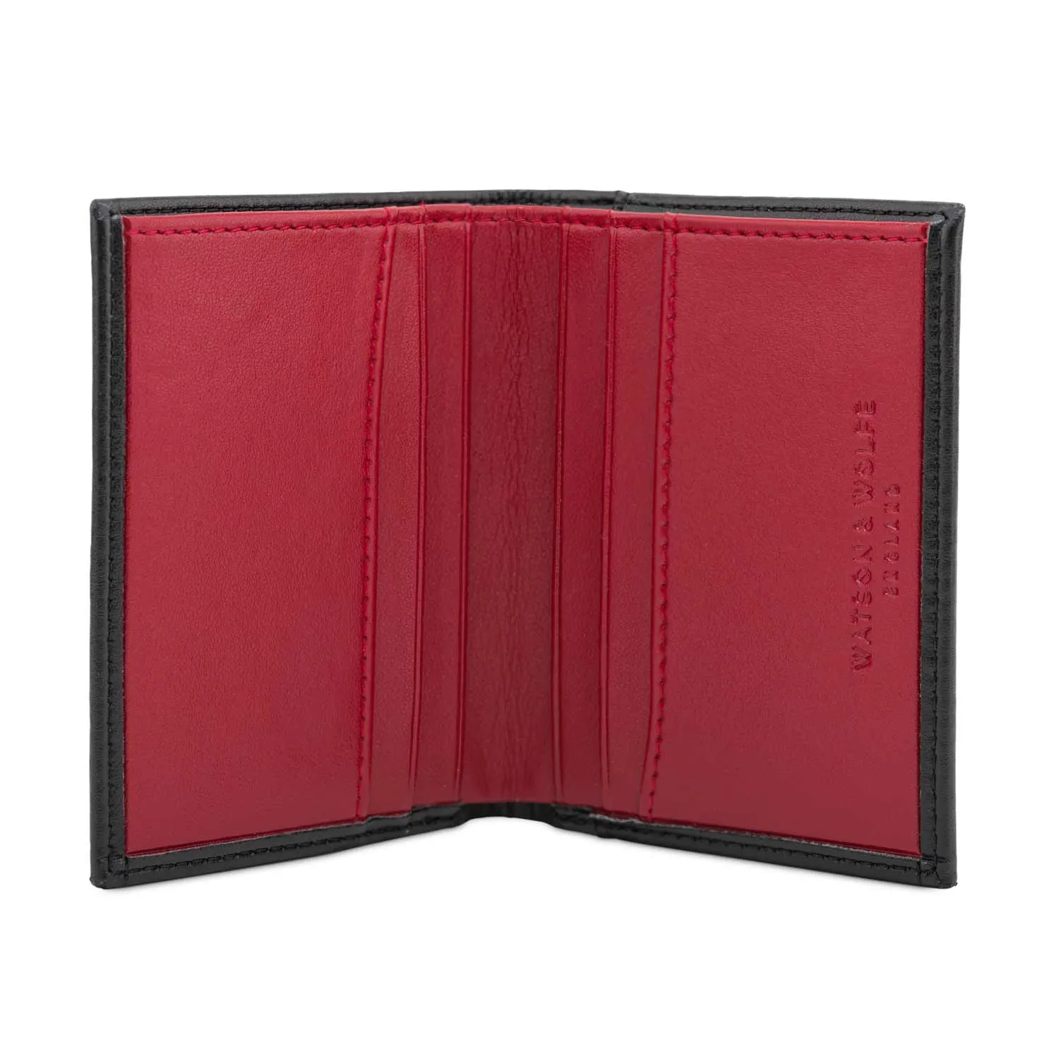 Vegan Leather RFID Protective Card Wallet With Notes Pocket | Black & Red
