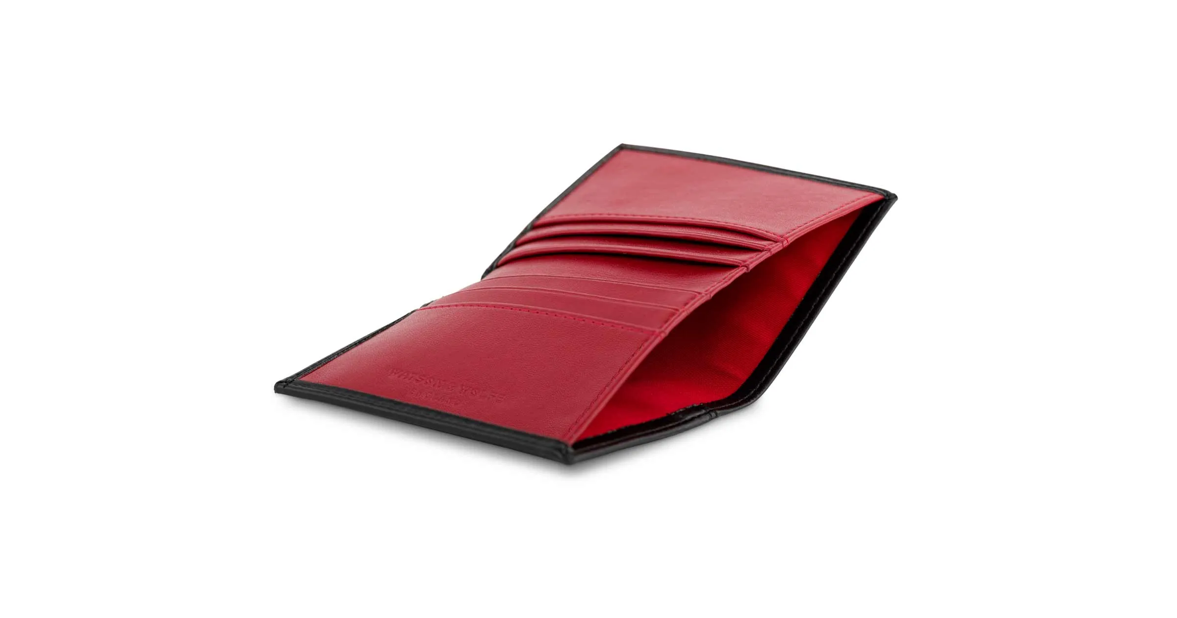 Vegan Leather RFID Protective Card Wallet With Notes Pocket | Black & Red