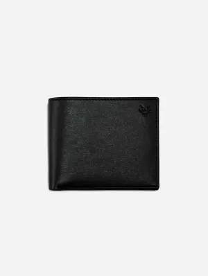 Vegan Leather RFID Protective Wallet with Coin Pocket | Black & Cobalt Blue