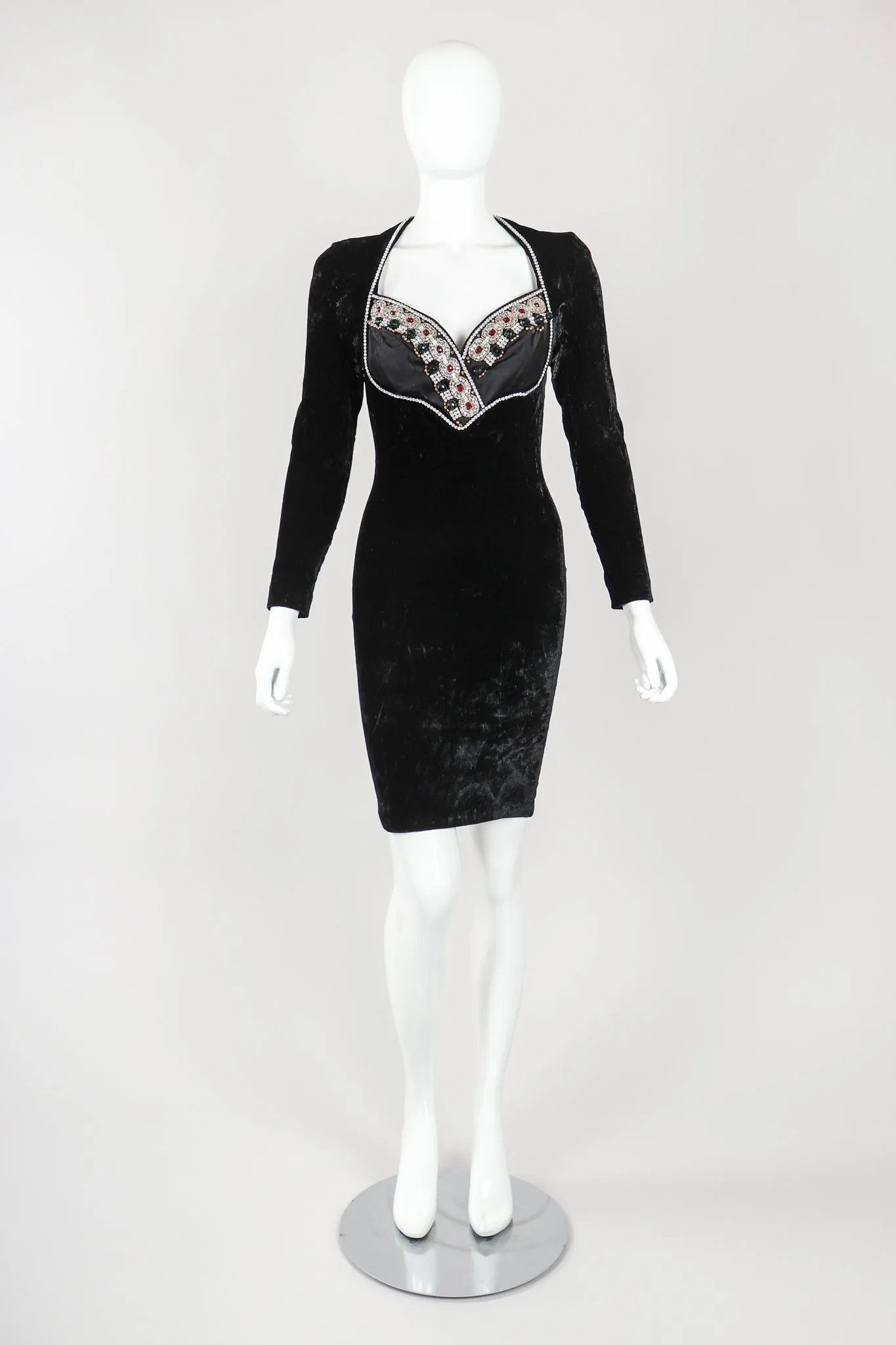 Velvet Jeweled Bust Dress