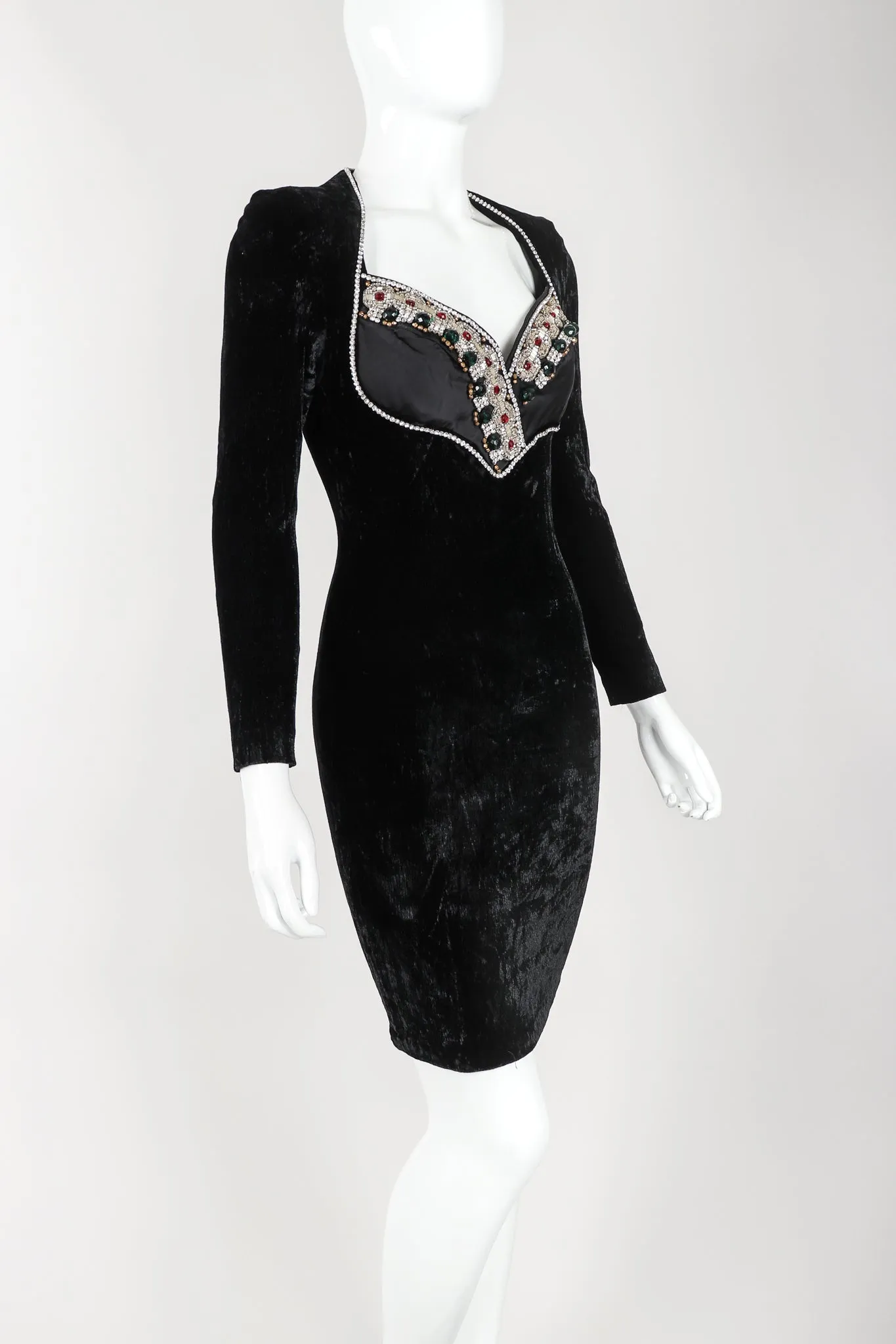 Velvet Jeweled Bust Dress