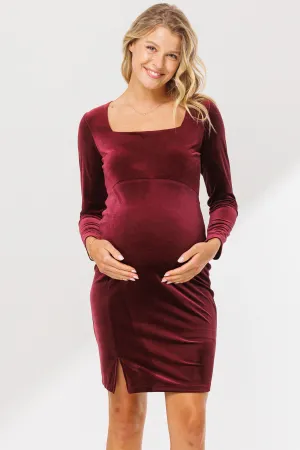 Velvet Red Square Neck Dress
