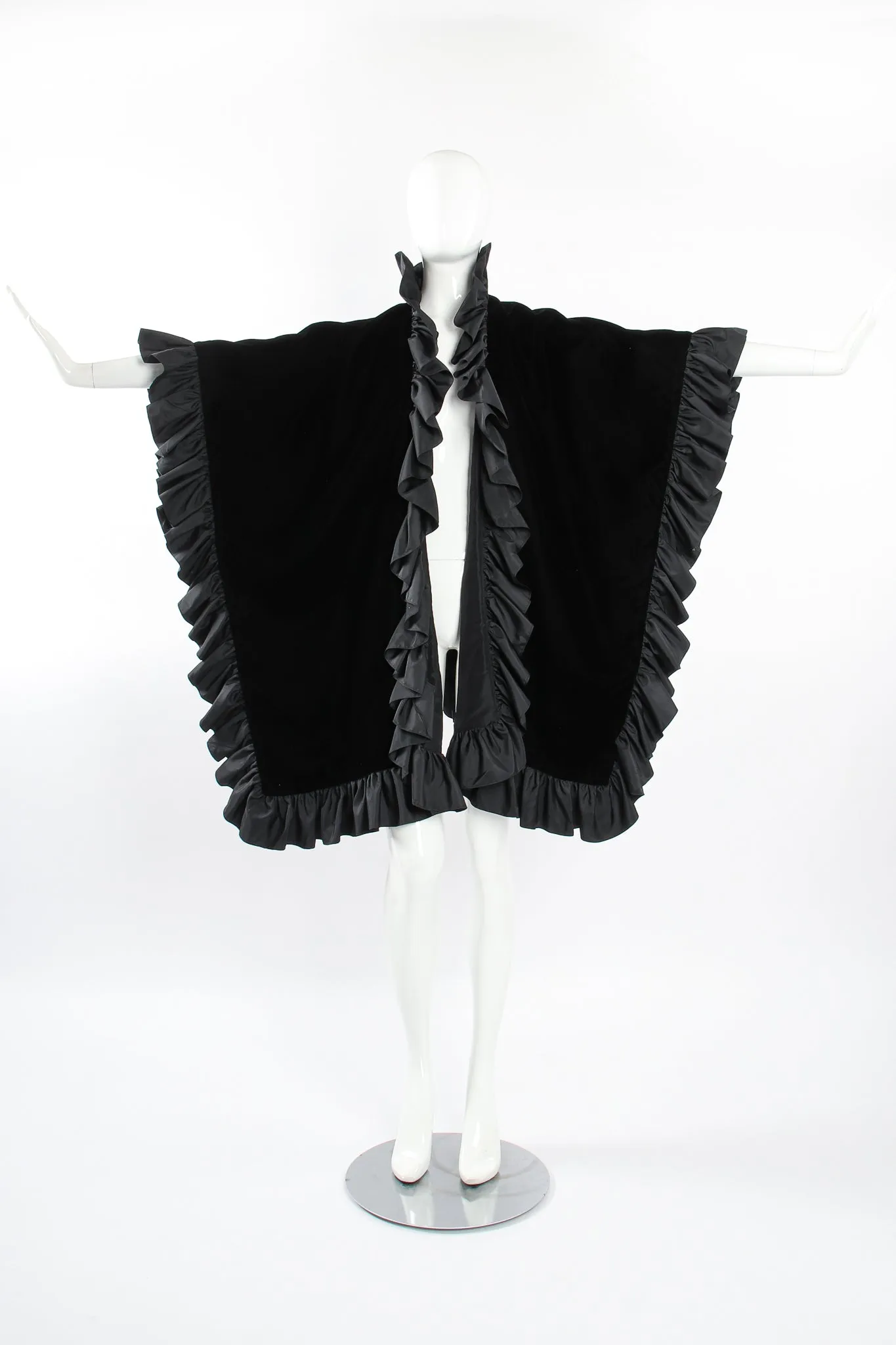 Velvet Ruffle Poncho Cape