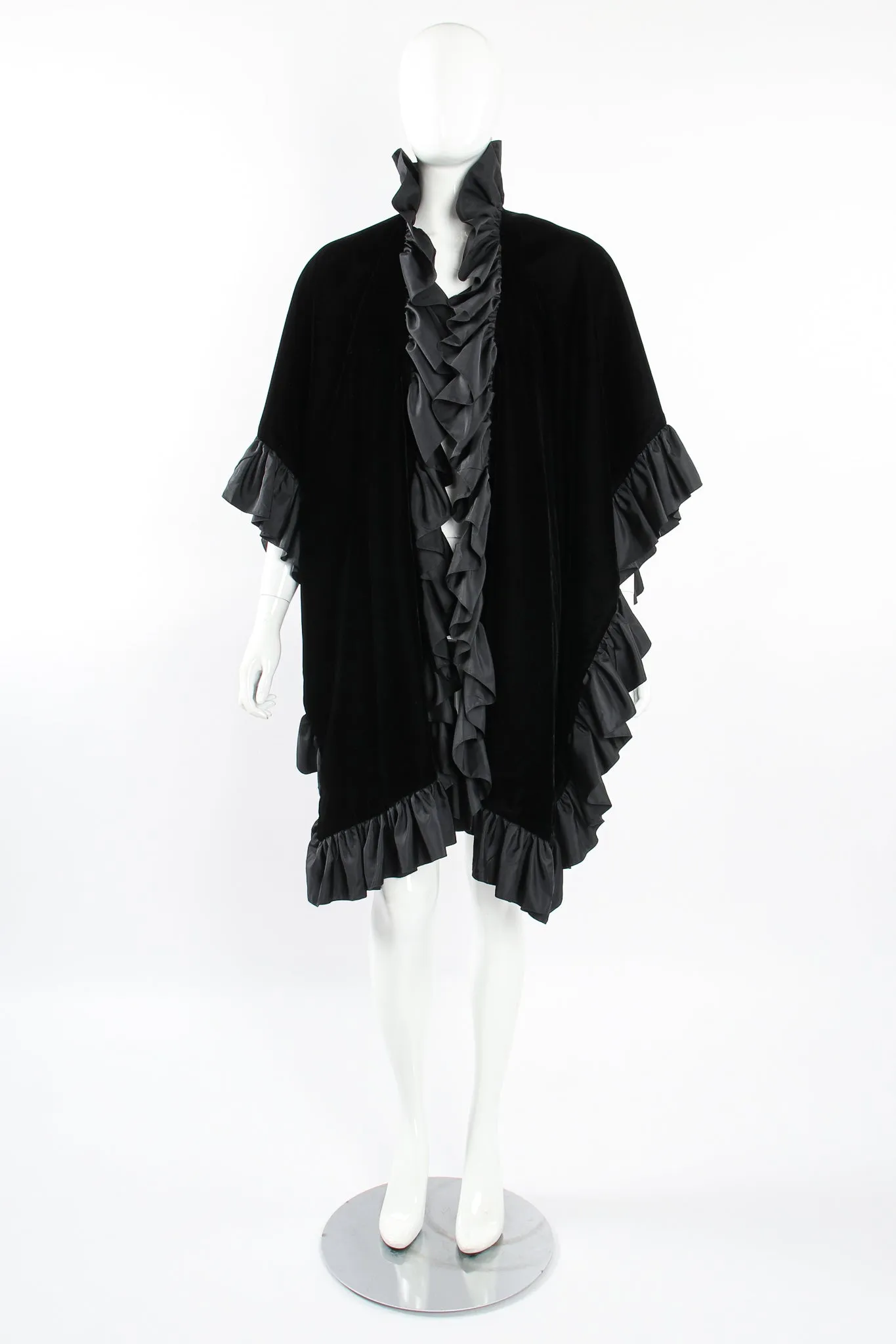 Velvet Ruffle Poncho Cape