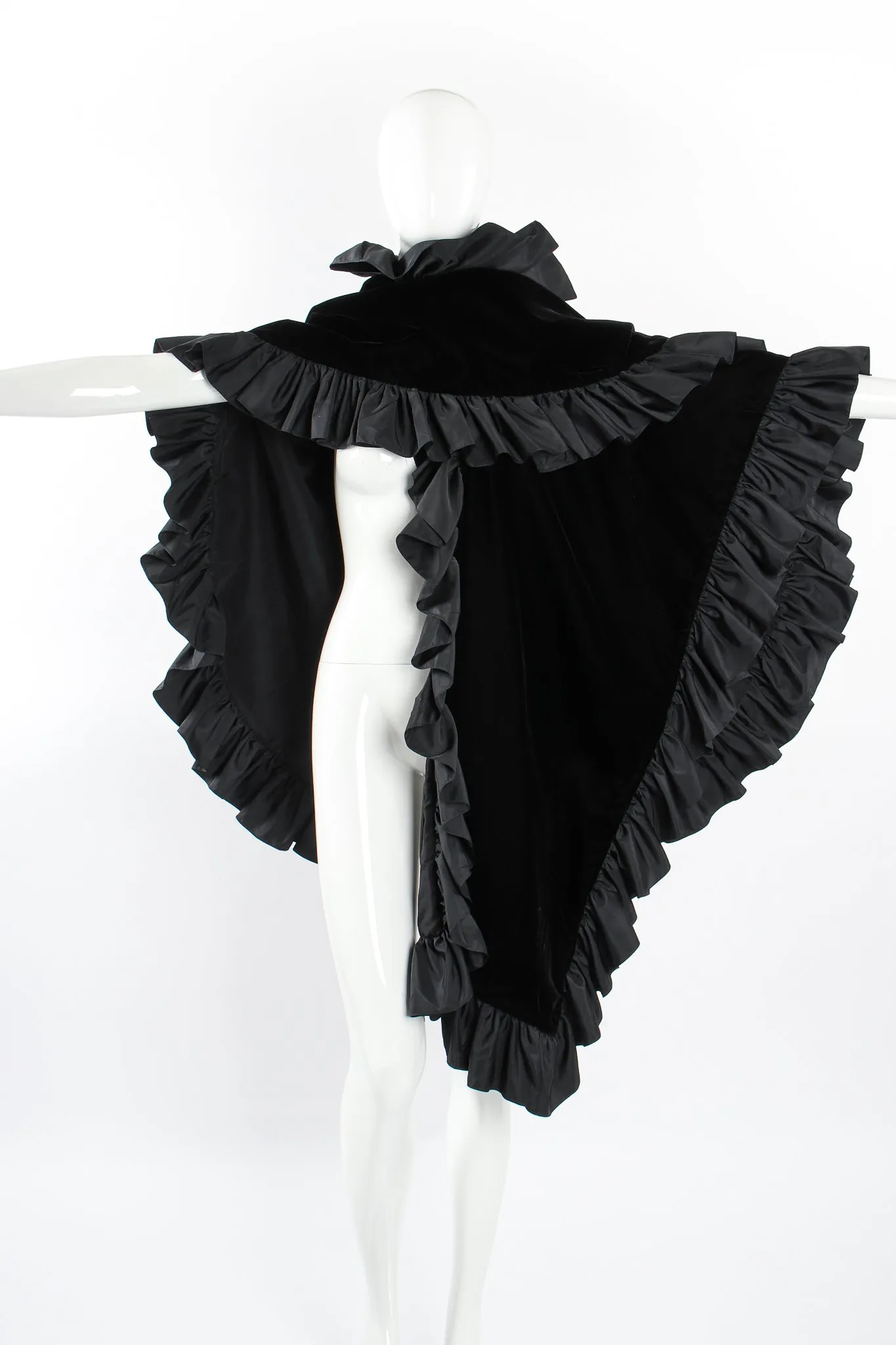 Velvet Ruffle Poncho Cape