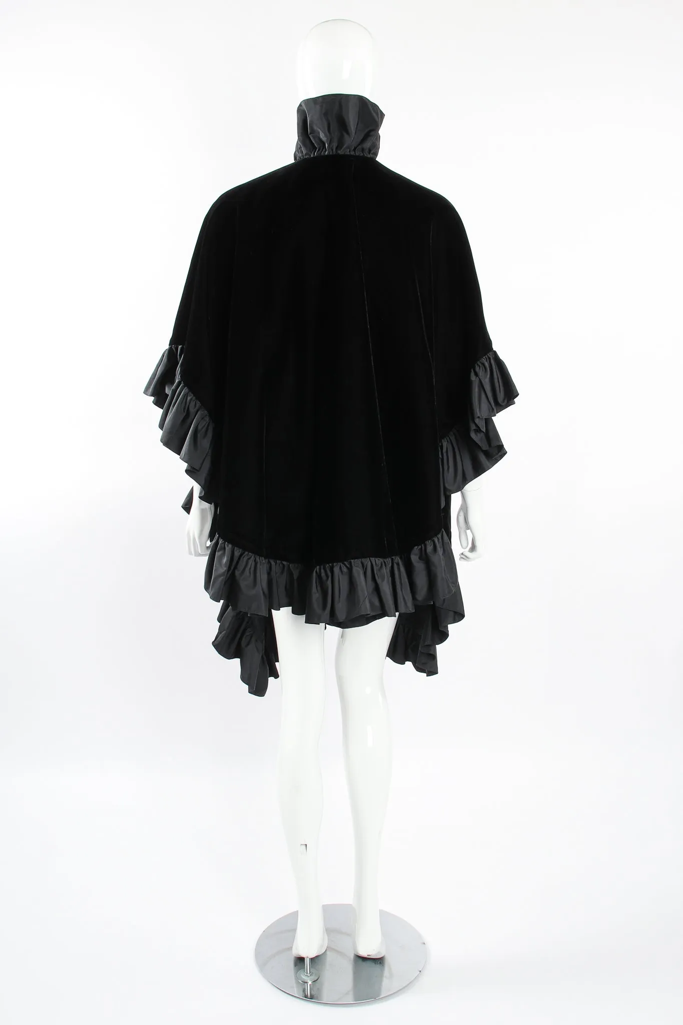 Velvet Ruffle Poncho Cape