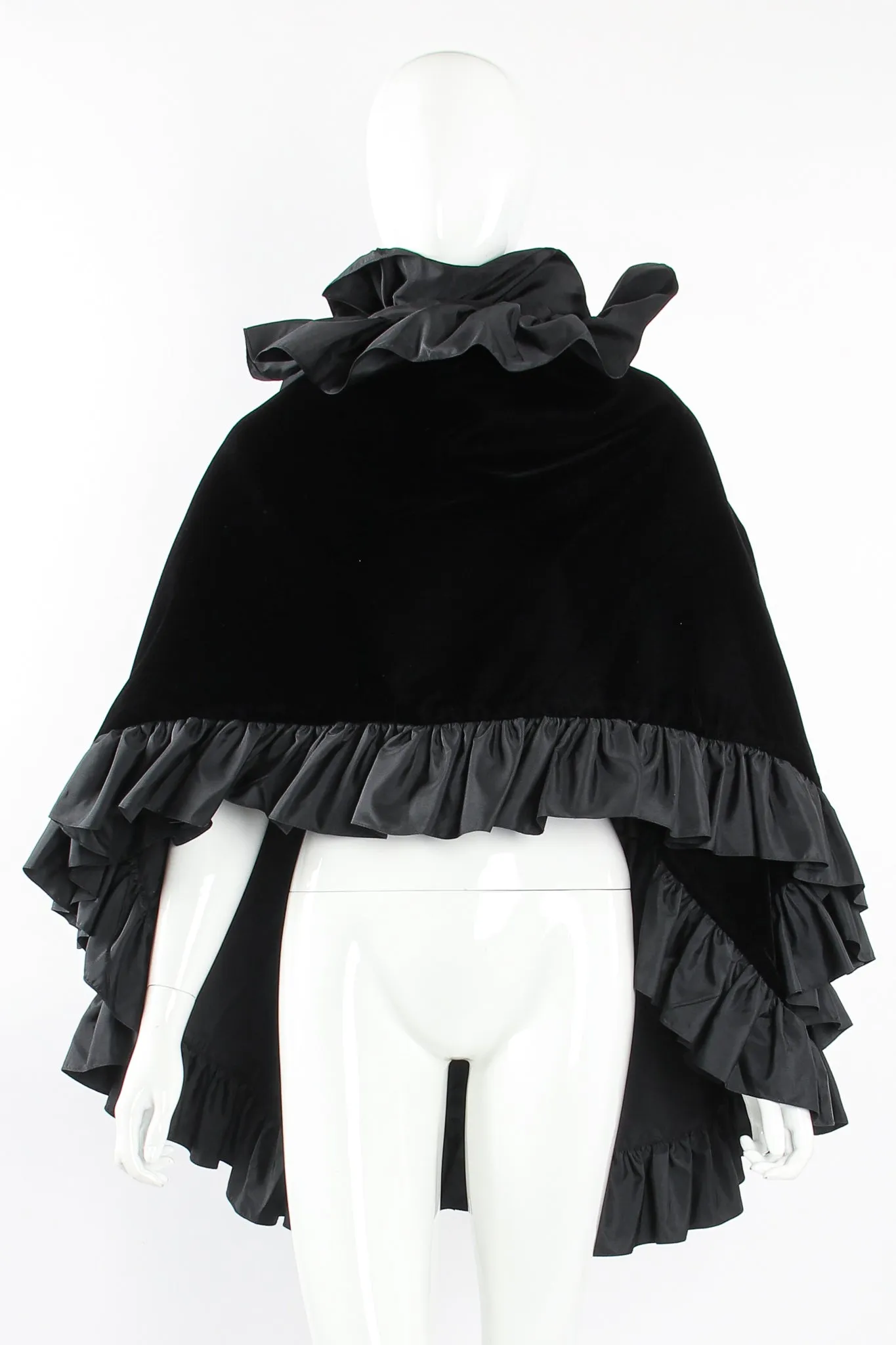 Velvet Ruffle Poncho Cape