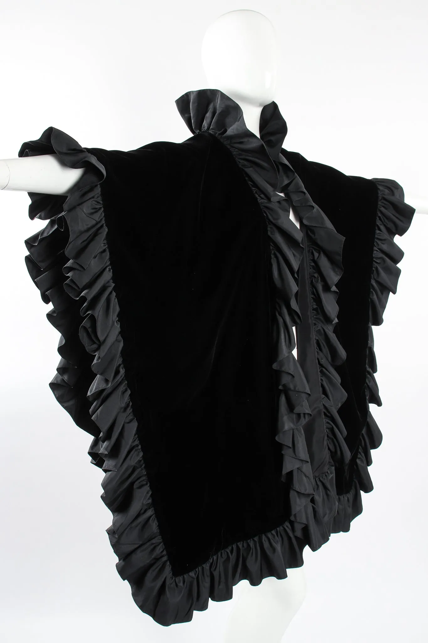 Velvet Ruffle Poncho Cape