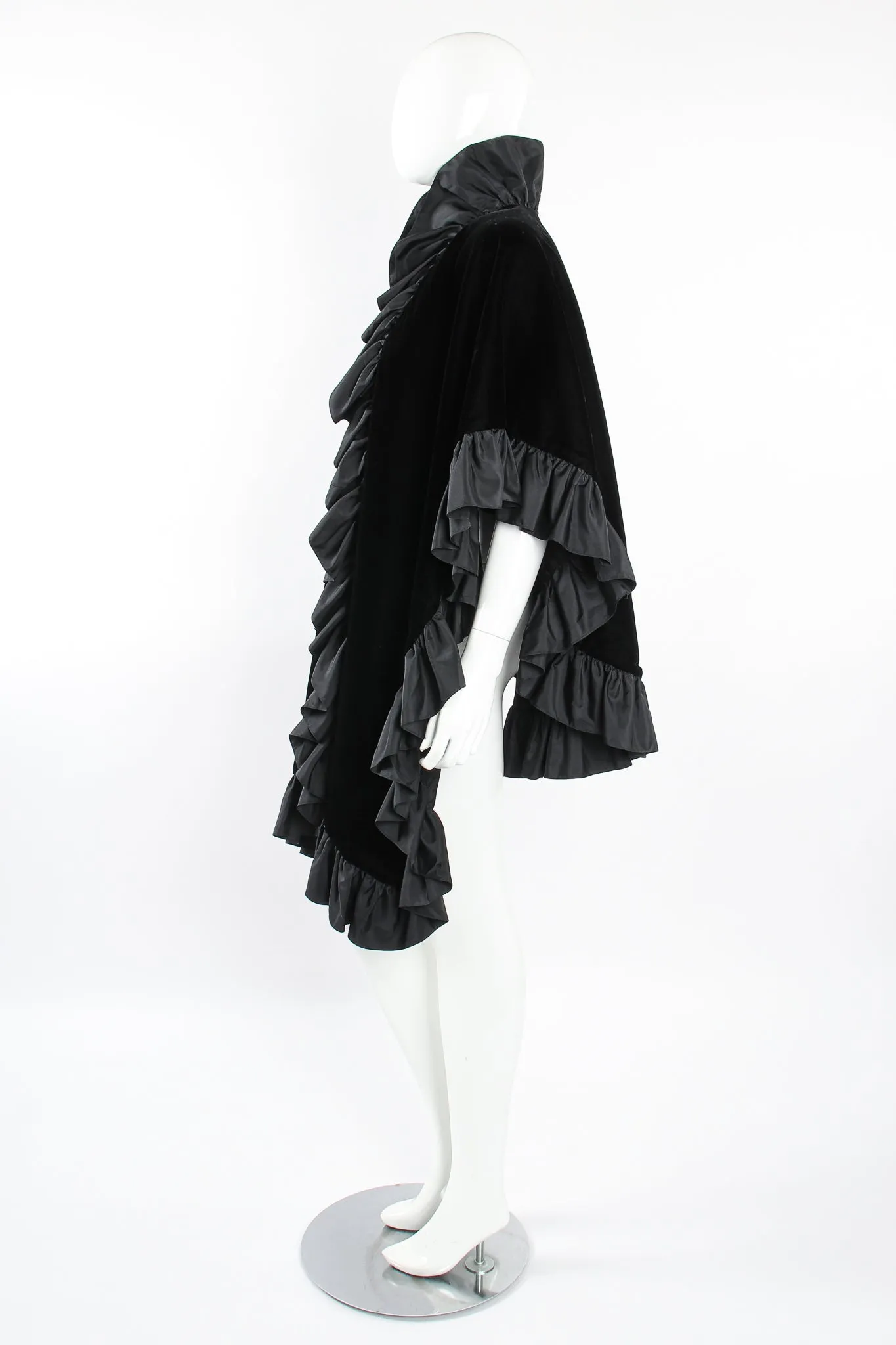 Velvet Ruffle Poncho Cape