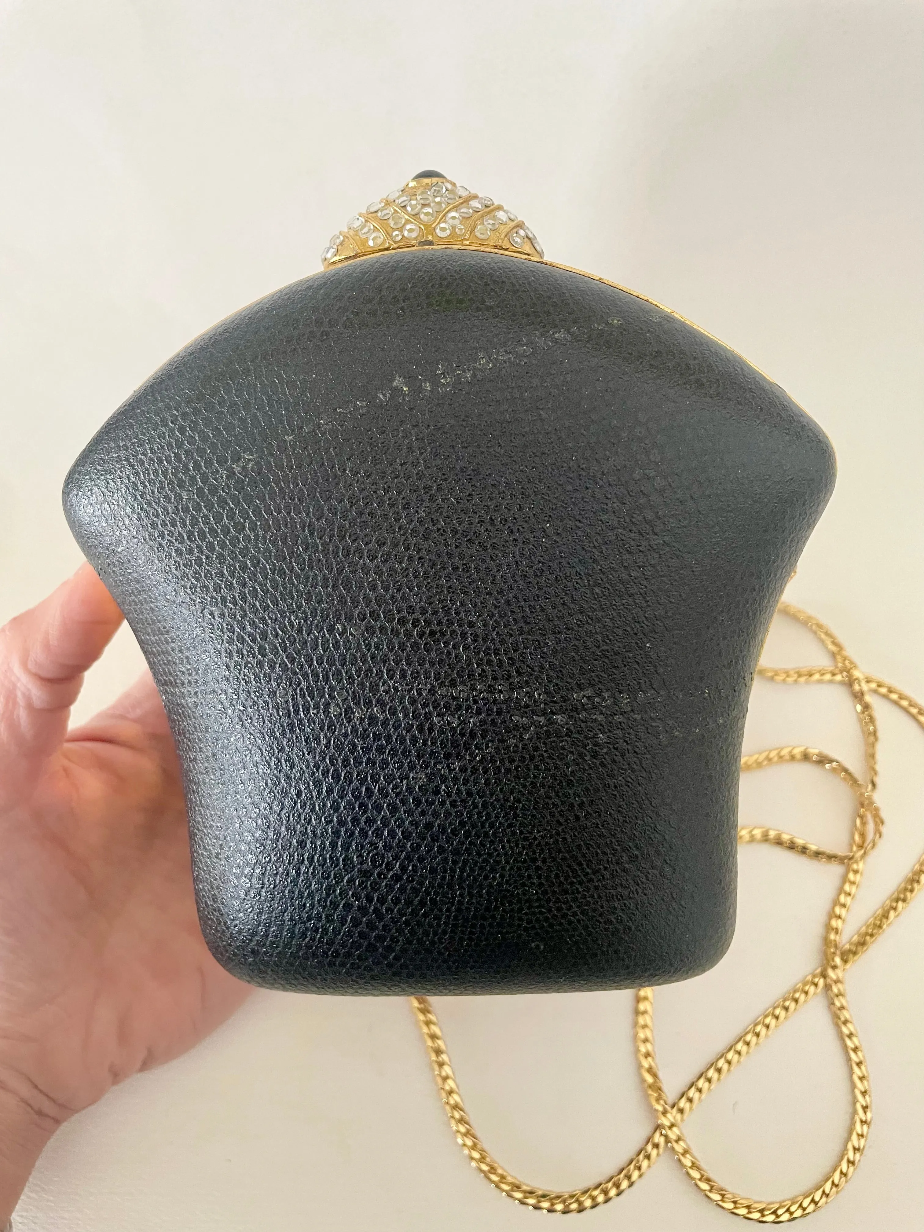 Vintage Inge Christopher embossed snakeskin leather cocktail purse with velvet lining (HT2507)
