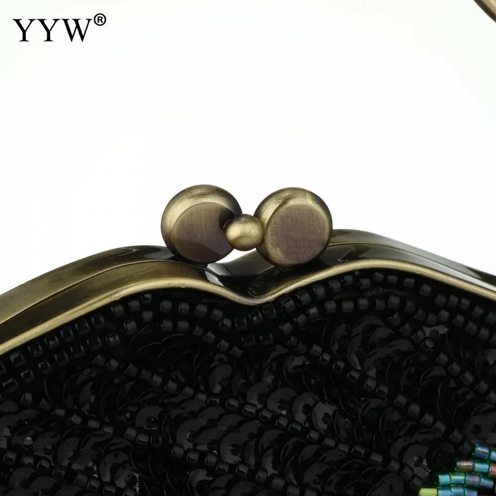 Women'S Clutches Evening Bags with Handle Peacock Pattern Sequins Beaded Bridal Handbags Luxury Lady Shoulder Messenger Purse