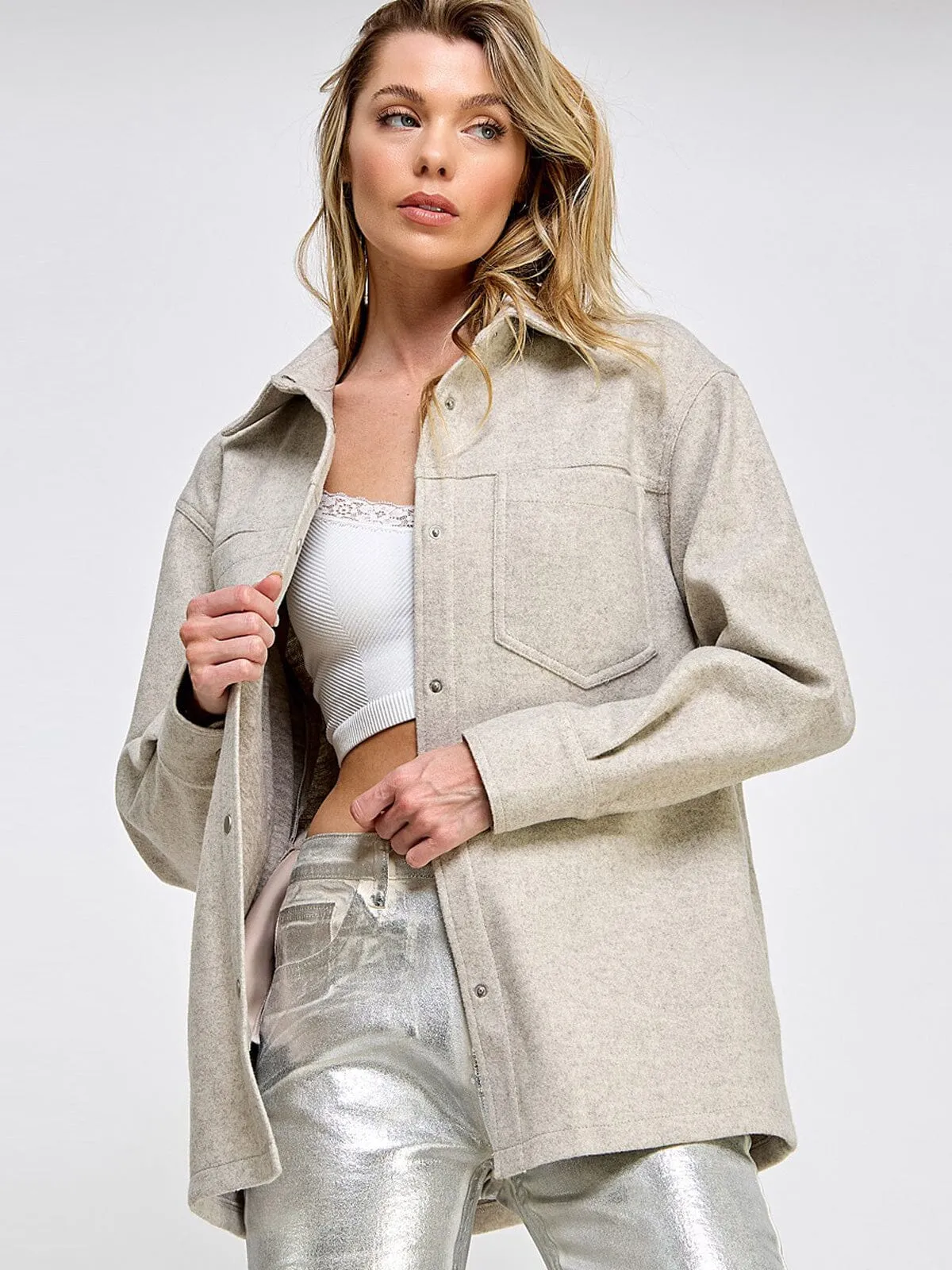 WOMEN'S LONG SLEEVE BUTTON CLOSURE POCKETS JACKET