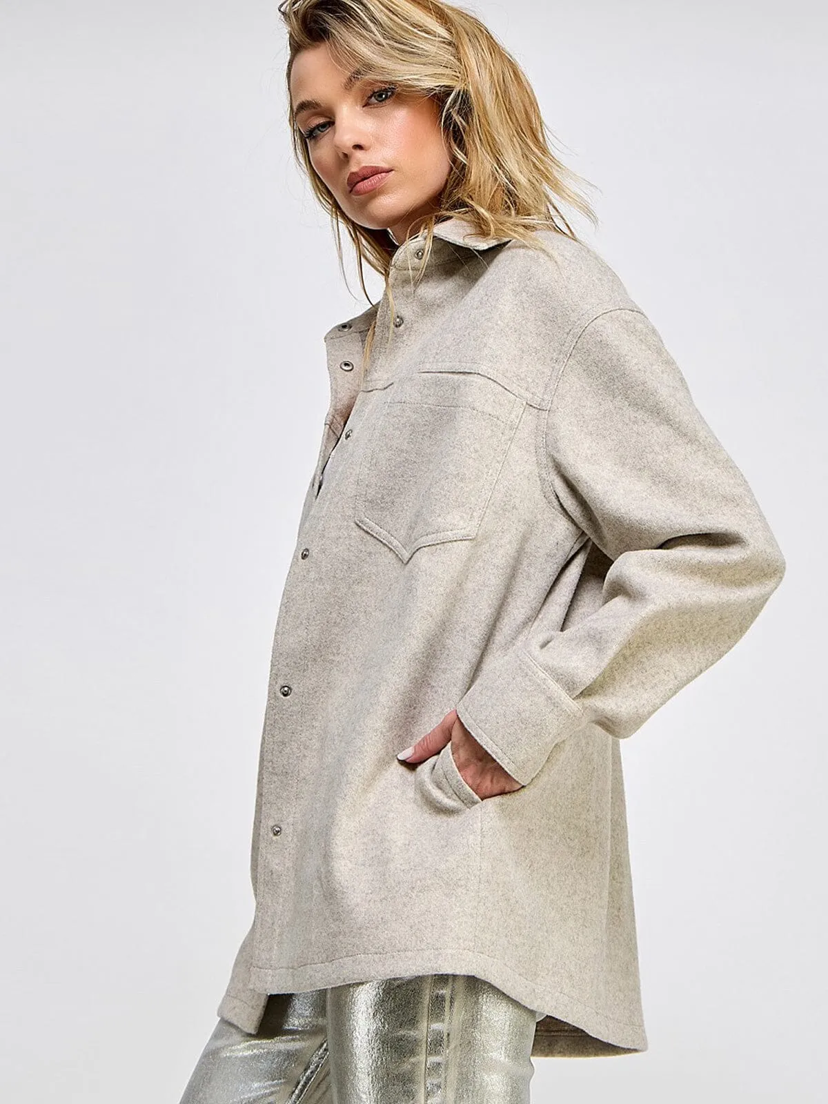 WOMEN'S LONG SLEEVE BUTTON CLOSURE POCKETS JACKET