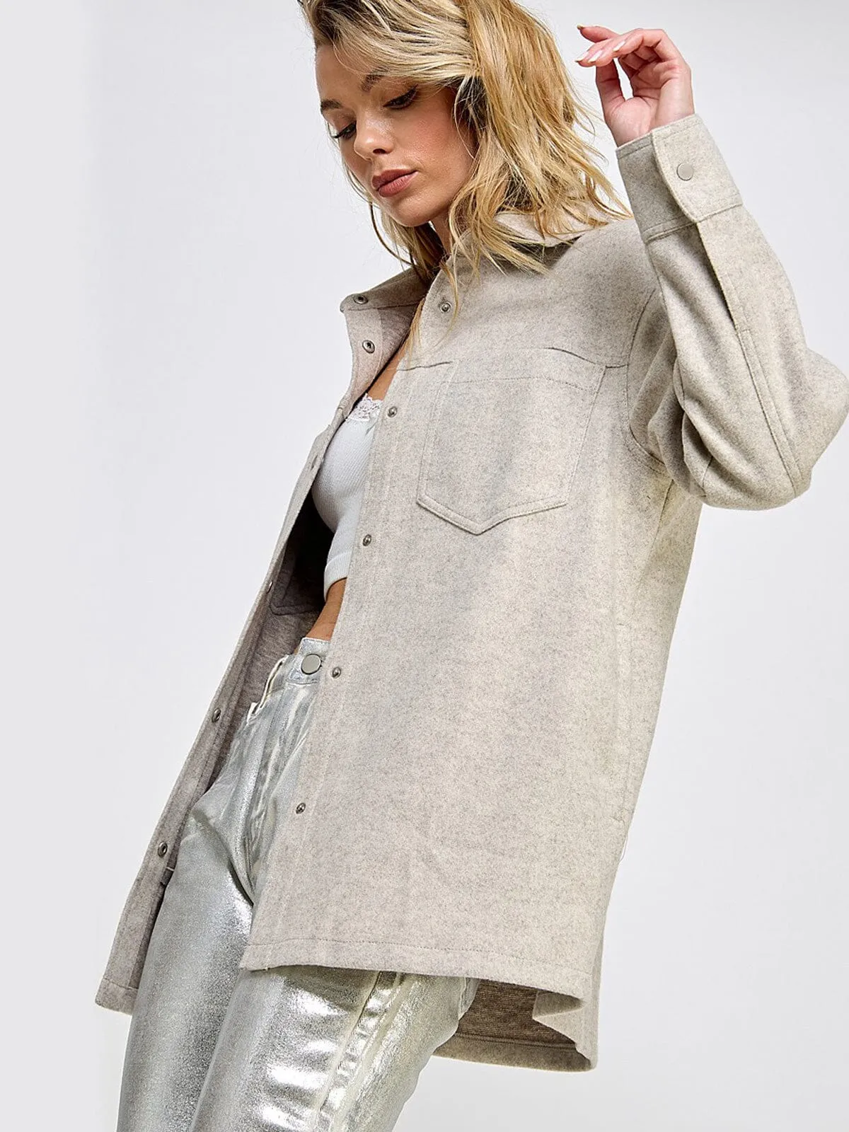 WOMEN'S LONG SLEEVE BUTTON CLOSURE POCKETS JACKET