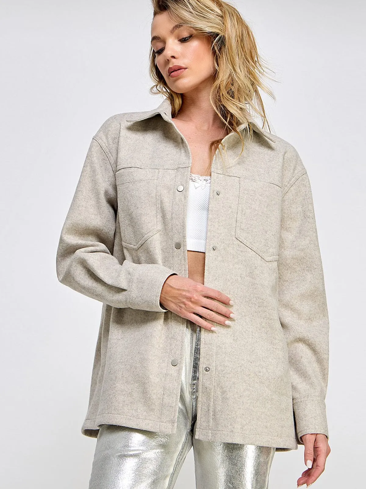 WOMEN'S LONG SLEEVE BUTTON CLOSURE POCKETS JACKET