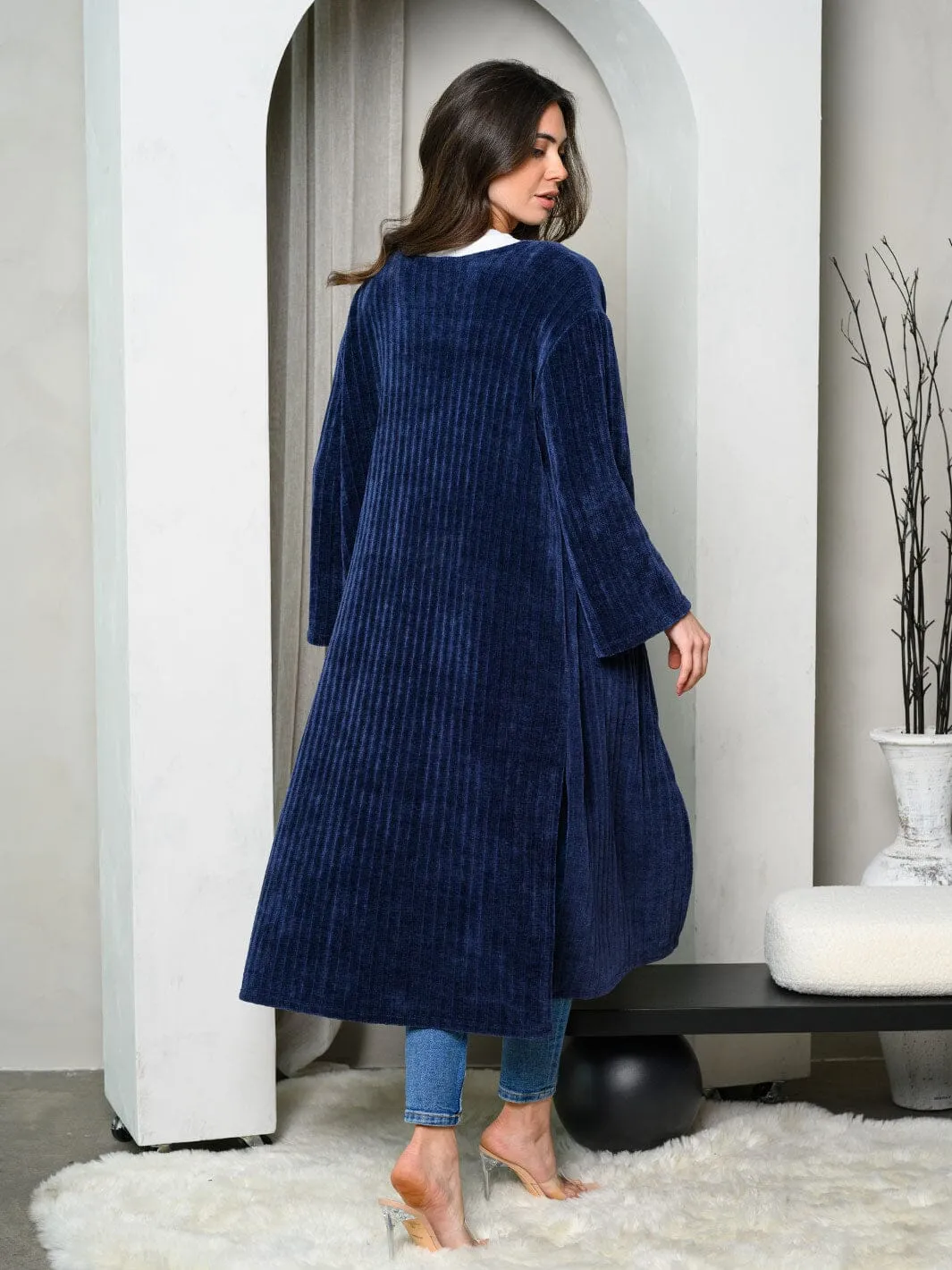 WOMEN'S LONG SLEEVE CHENILLE CARDIGAN