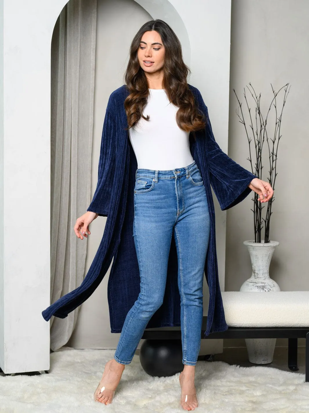 WOMEN'S LONG SLEEVE CHENILLE CARDIGAN