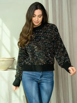 WOMEN'S LONG SLEEVE MULTI COLOR KNIT PULLOVER SWEATER