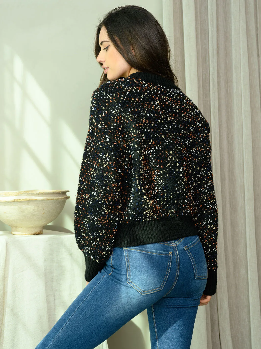 WOMEN'S LONG SLEEVE MULTI COLOR KNIT PULLOVER SWEATER