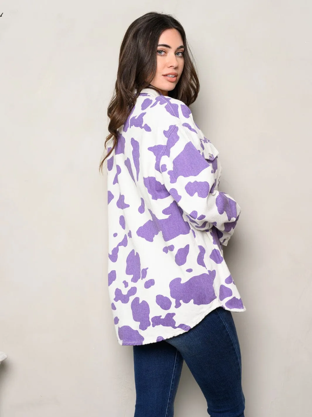 WOMEN'S LONG SLEEVE OVERSIZE DENIM TOP