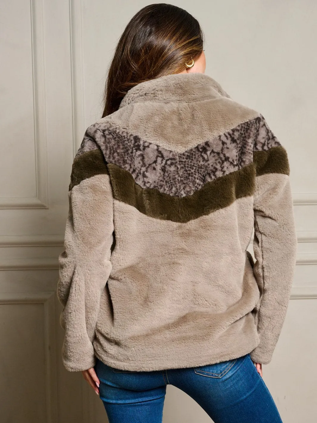 WOMEN'S LONG SLEEVE POCKETS ZIP UP CHEVRON PRINT PULLOVER SWEATER