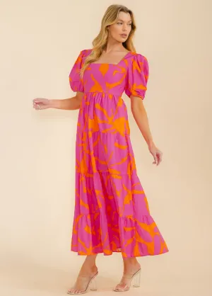 WOMEN'S SHORT SLEEVE BUTTON UP FRONT POCKETS FLORAL MAXI DRESS